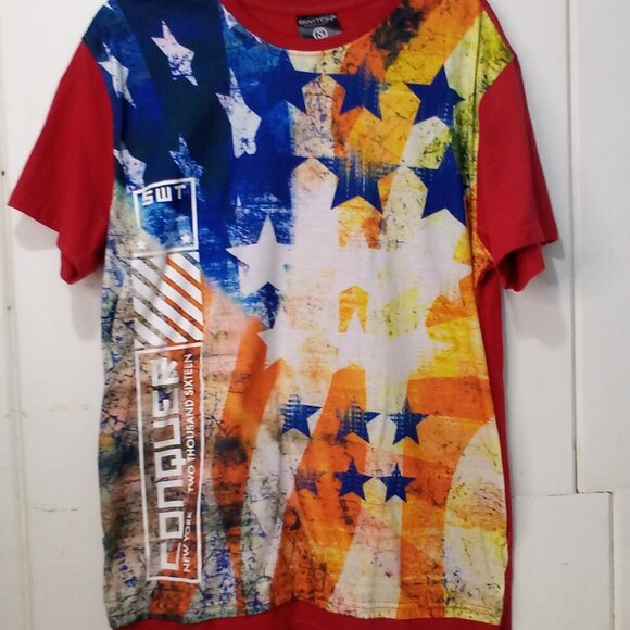 Switch Shirt Men L Short Sleeve NY 2016 Stars Red Blue Orange - Picture 3 of 15